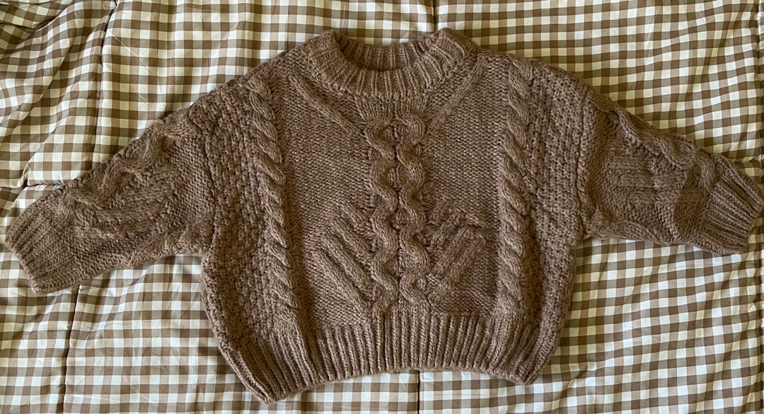 Kids Tan Cable Knit Jumper