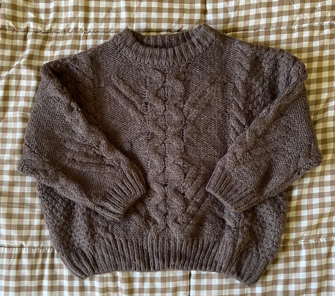 Kids Dark Brown Cable knit sweater