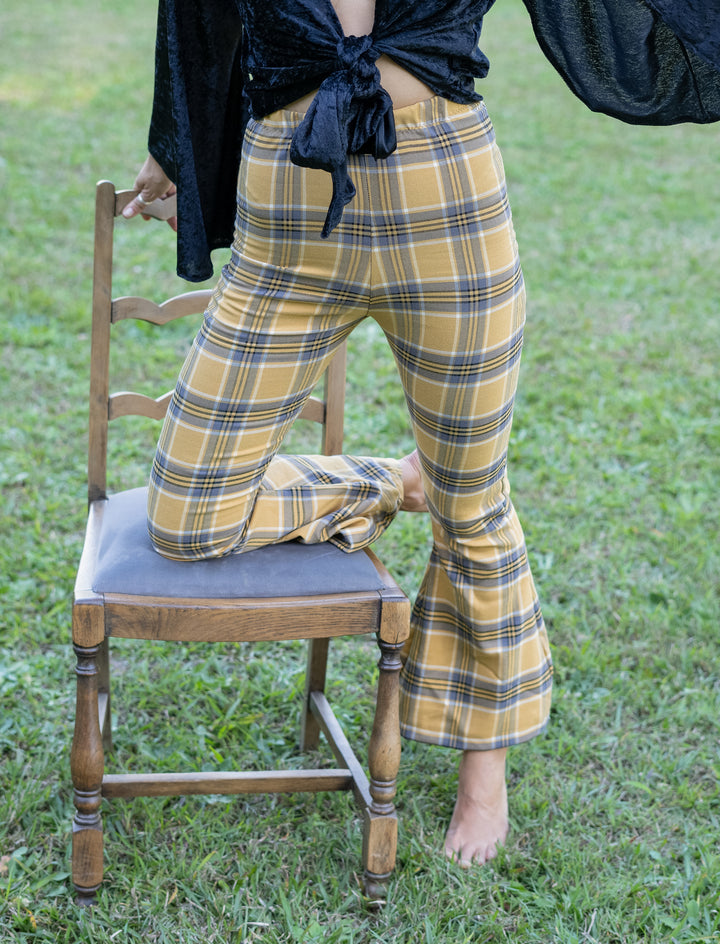 Yellow tartan cropped bells